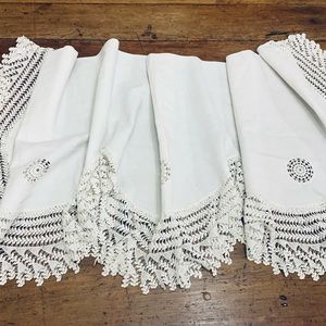 Vintage draped crochet for hearth or valance
